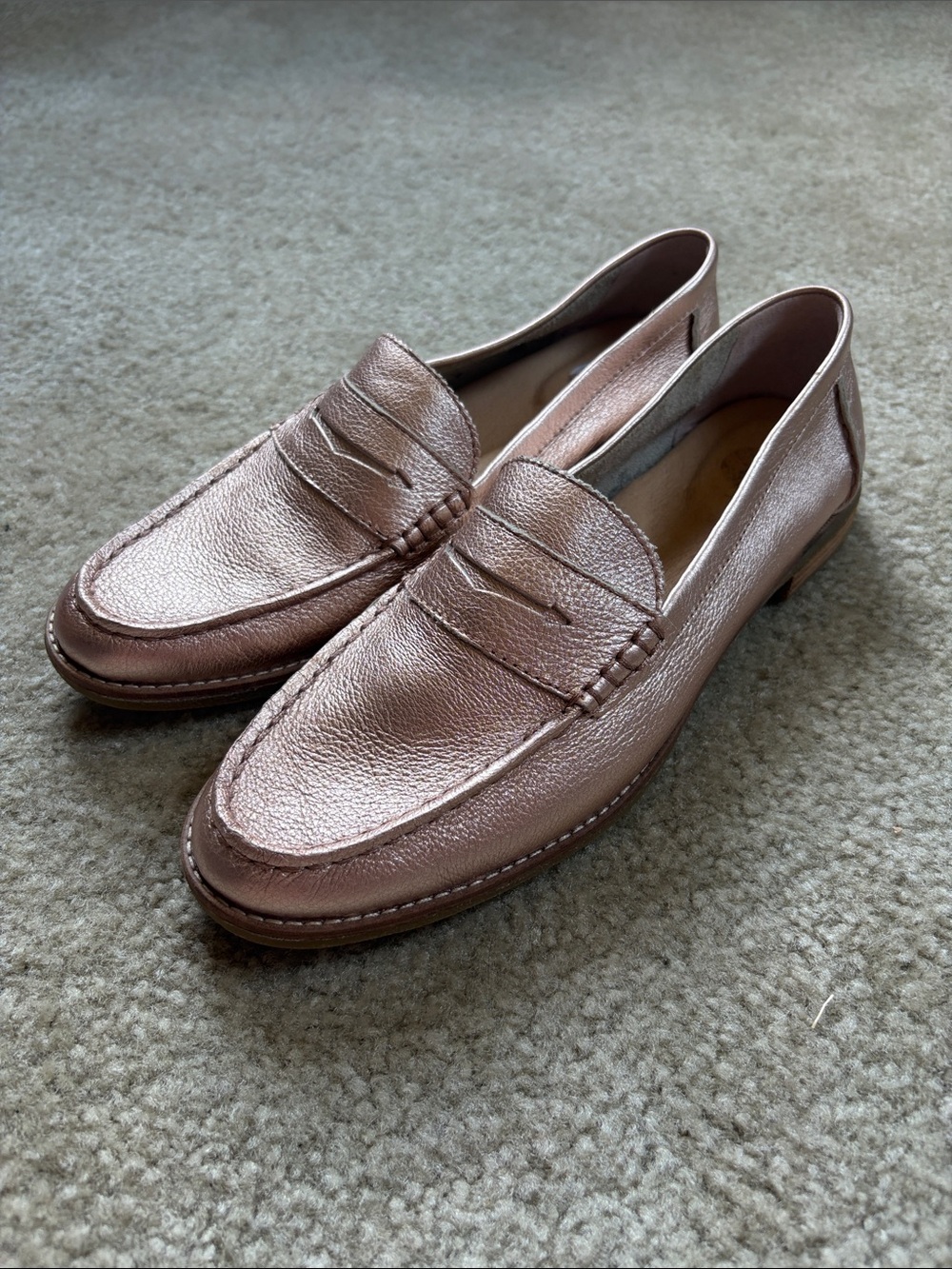 Sperry Rose Gold Leather Penny Loafers